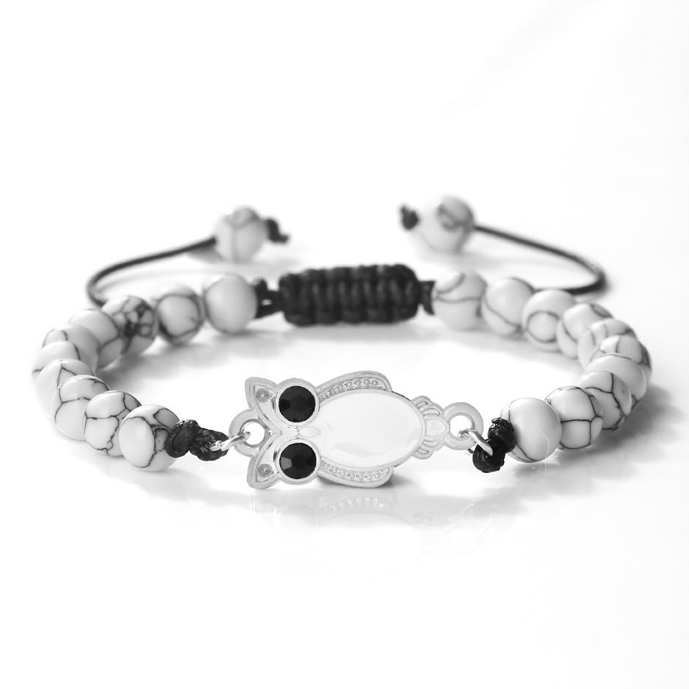 6 мм Кулон Сова Черный Матовый Браслет Для Мужчин Регулируемый Животное Шарм Браслет Бохо Готическая Бижутерия Идея Подарка Унисекс Изящный Аксессуар