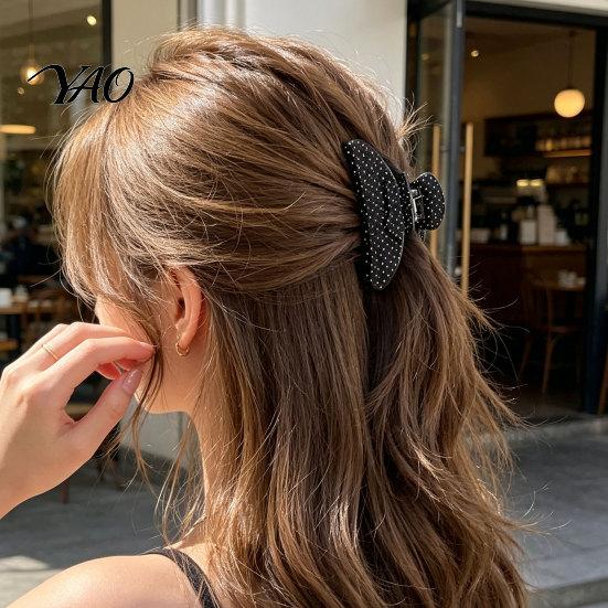 Fashionable Hair Jaw Clips Polka Dot Claw Clip for Women, 3.9 Inch Black/White/Red Big Clips, Large Secure Hold Accessories Accessory, Strong No Slip