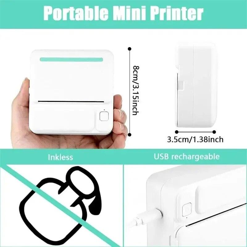 C19 MINI Print Портативный термопринтер Карманный фотопринтер Термальный принтер этикеток 58 мм Печать Беспроводная связь Bluetooth Android IOS