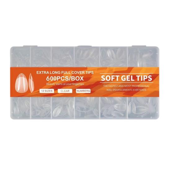 600 шт./кор. квадратные насадки для дизайна ногтей Ультратонкие прозрачные насадки для наращивания ногтей без складок с полным покрытием накладные ногти DIY маникюрные аксессуары для дома и салона