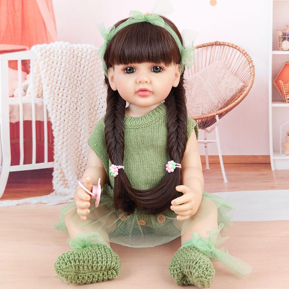 Реалистичная кукла-реборн из мягкого силикона 55 см 22 дюйма с одеждой, магнитной соской, бутылочкой для кормления, набором ручной работы, подарком на день рождения для девочки