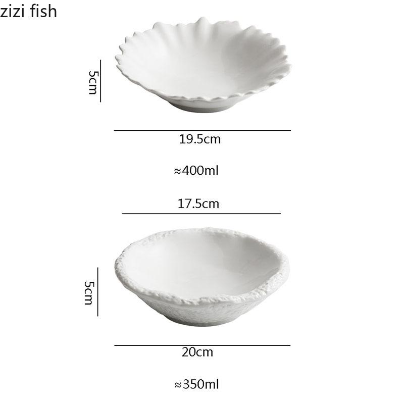 Однотонная неровная керамическая коралловая миска с зернистостью камня, круглая миска, салатница, миски для пасты, миски для закусок, посуда для молекулярной кулинарии