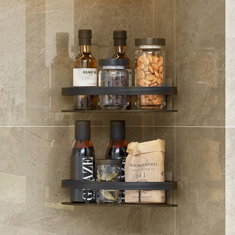 Aluminum Alloy Bathroom Shelf Shampoo Rack Shower Shelf No Drilling Wall Shelf Kitchen Storage Organizer