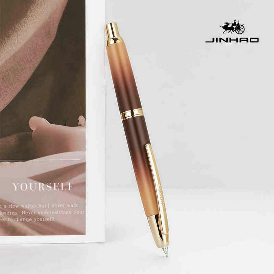 JINHAO 10 Нажимная Выдвижная Перьевая Ручка EF/F Перо Ручная Полировка Розовые Чернила Ручка с Конвертером Офисные Школьные Принадлежности A1