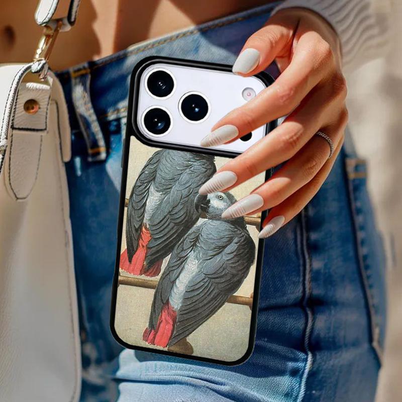 Чехол для телефона с африканским серым попугаем Для iPhone 17 Air 14 15 13 12 Max Чехол Для Apple 14 15 16 16e 11 Pro Max Plus Coque