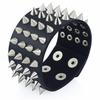 Unique Four Row Cuspidal Spikes Rivet Stud Wide Cuff Leather Punk Gothic Rock Bracelet Men Jewelry