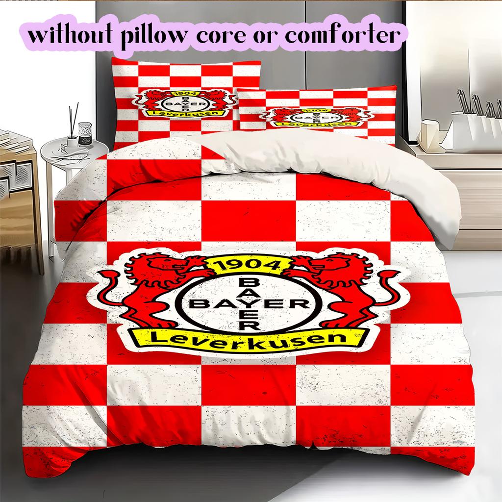 football Logo Pattern Bedding Quilt Set Quilt Cover Pillowcase Home Decoration Birthday Gift (1*duvet cover+ 2*pillowcase, without core)