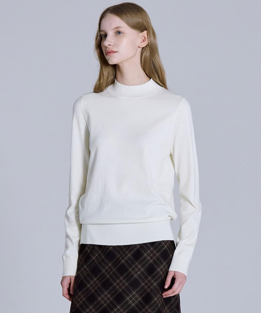 BASIC HOUSE Women'S High-Neck Long-Sleeve Sweater Ivory Lykt7202