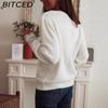 BITCED Осенне-зимний элегантный женский пуловер с длинными рукавами с кружевными вставками