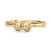 Blue Topaz Twin Bezel Minimalist Ring - Sterling Silver Gold Vermeil