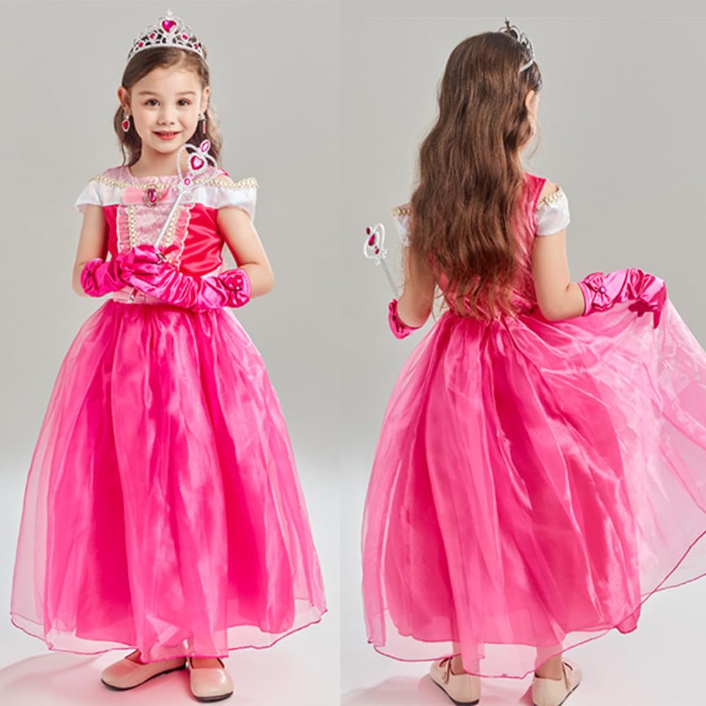 AOTYP Princess Dress, Princess Aurora Dress, Kids Cosplay, Luxury 6-Piece Set, Girls' One-Piece Princess Dress, Princess-Style Kids Costume, Disney Pr