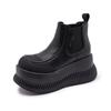 Thick-soled Cigarette Boots Women's Autumn and Winter New Mid-tube Chelsea Women's Boots Versatile Height-increasing Short Boots Black Martin Boots