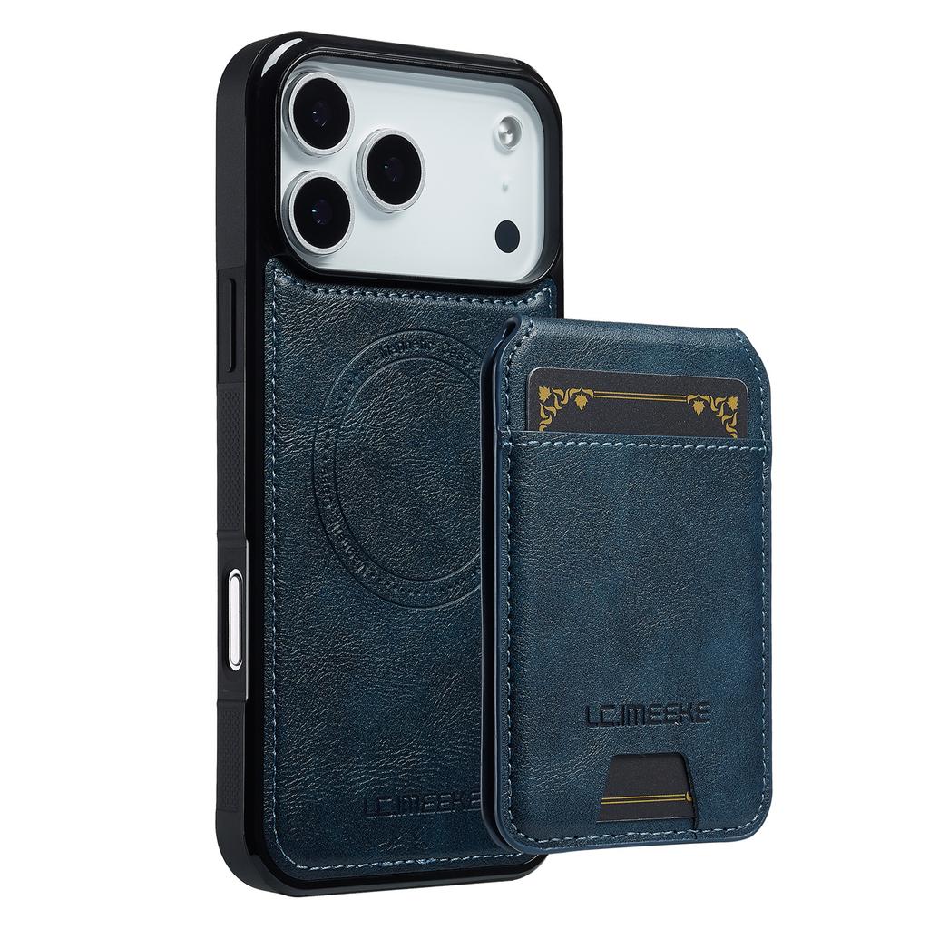 LC.IMEEKE L3 For iPhone 17 Pro Magnetic Case Detachable Card Holder Leather TPU Mobile Cover
