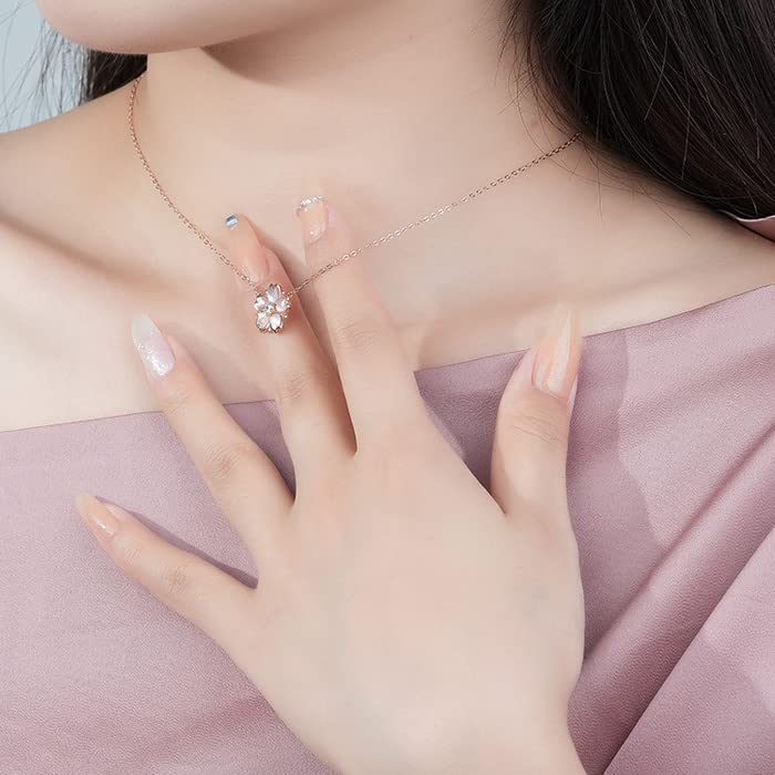 Sakura Necklace for Pink Gold 925 Hypoallergenic To Present for Her Single Zirconia [gulamu Jewelry] Women, Seashell, Finish, Silver, Metals, Women,