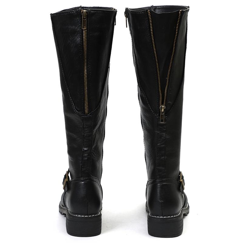 Женские сапоги до колена, зимние женские туфли на толстом каблуке с широкими штанинами и молнией