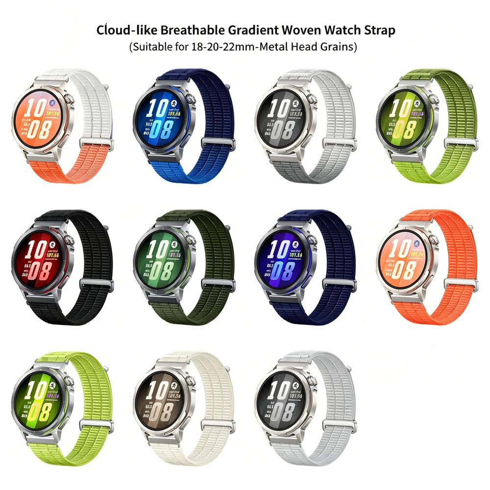 Universal 18/20/22mm wristbands  Huawei WATCH GT/Runner2, Garmin ActiveS/GT4with breathable and gradient-textured nylon fabric for a comfortable fit