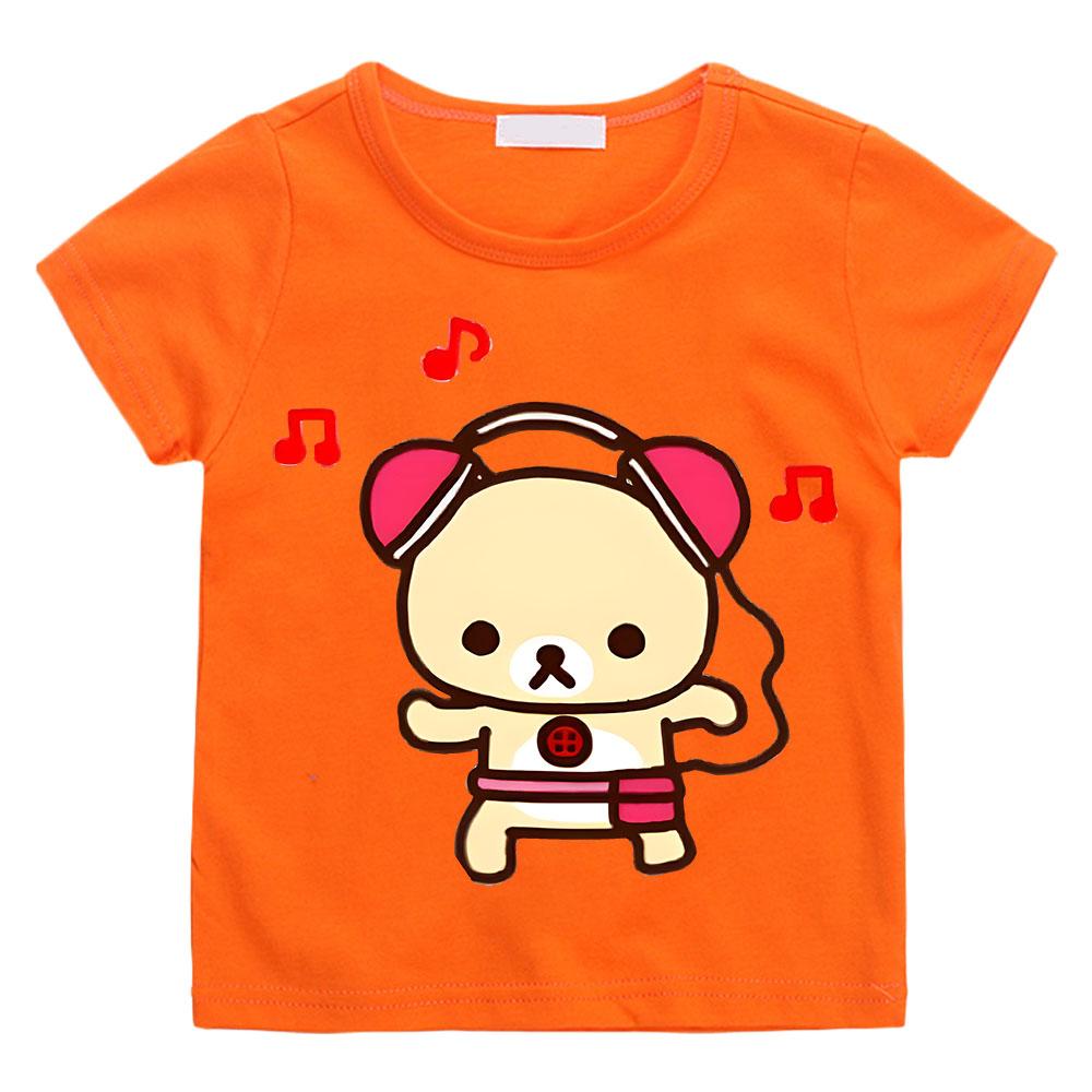 Мультяшная футболка Rilakkuma для мальчиков и девочек, детская одежда, хип-хоп топы с коротким рукавом, спортивная мода, уличная одежда, футболки с мангой/комиксами
