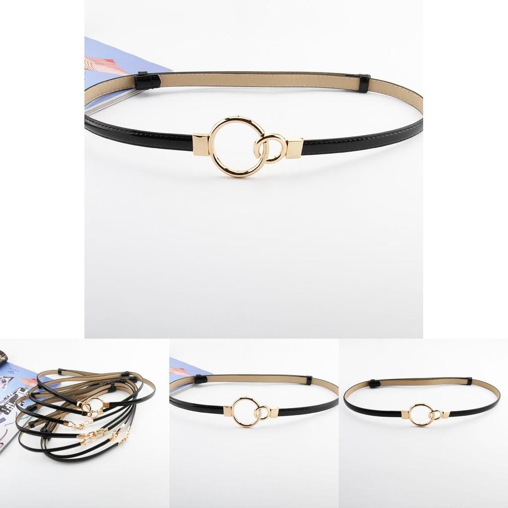 Simple Solid Color Ring Buckle Decoration Women Slim Waist Belt For Daily Wear