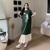 Dimanaf Women 2025 New Summer Plus Size Casual Basic Short Sleeve Oversize Pleated Long Shirt Dress Loose Dress