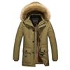 Winter Men's Mid-length Cotton Coat Men's Thickened Hooded Cotton Coat Large Size