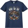 Футболка для мотоциклиста Ride Or Die Череп Байкер Винтажная Мотоцикл Графическая футболка