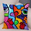 Abstract Cartoon Girl Colorful DoubleSided Throw Pillow Case Artistic Cushion Cover for Sofa Living Room Home Decor