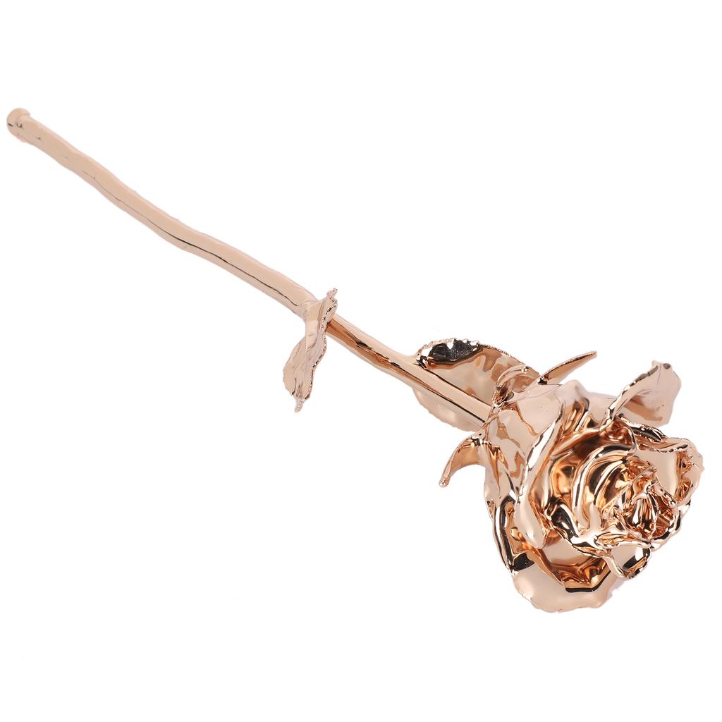 Long Stem Rose Gifts Dipped 24K Real Artificial Flower with Leaf Craft CollectionRose Gold