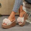 Elegant Floral Embellished Wedge Sandals for Women