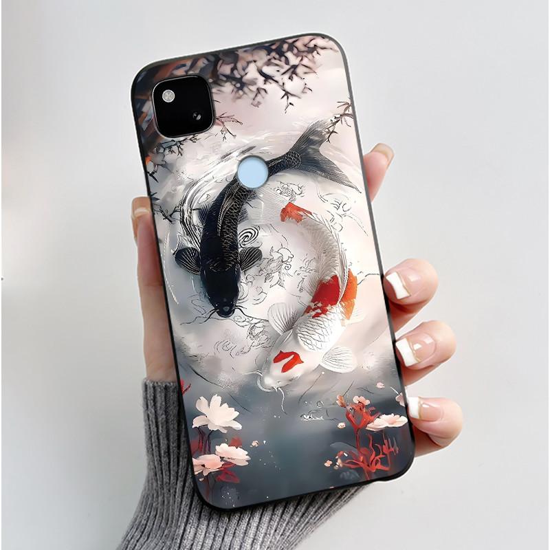 Для Google Pixel 4a 4G Чехол Роскошный Милый Кролик с Сердечками Забавный Мягкий Черный Матовый ТПУ Силиконовый Задний Защитный Чехол Тонкий