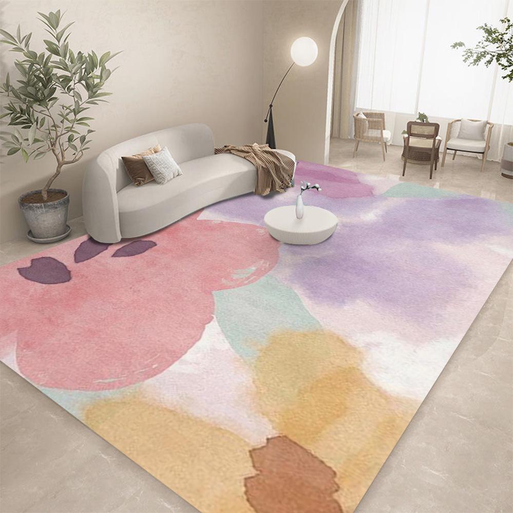 Розовый ковер с цветочным рисунком для гостиной, коврик под журнальный столик, ковер для спальни, прикроватный коврик, коврик для ног под компьютерный и туалетный столик