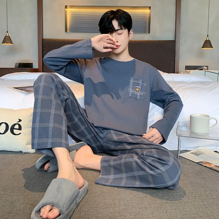 Пижамный комплект для мужчин в полоску размера плюс 5XL 6XL, весна-осень, хлопковая пижама для мальчиков, ночная рубашка с длинным рукавом, домашняя одежда, одежда для ношения до 120 кг
