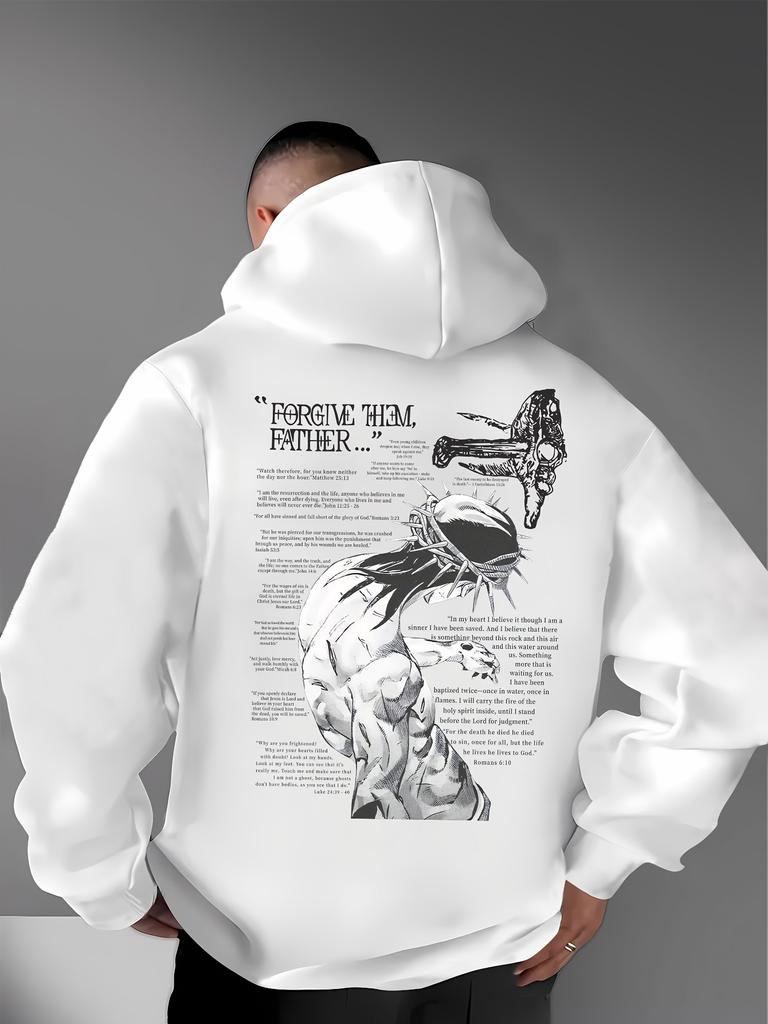 Autumn and Winter Hooded Sweatshirt with High Street Style Full of Comic Patterns, Crown of Thorns Character Print, Super Cool Design