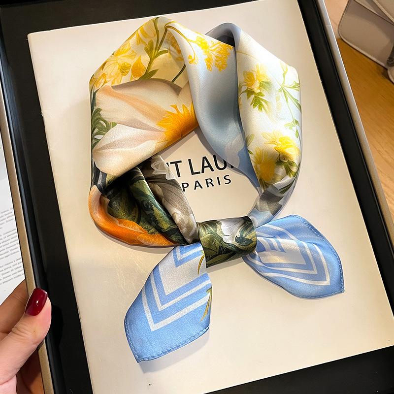 100% Натуральный Шарф из Шелка Женский Квадратный Галстук на Шею Шарфы Шали Накидки для Леди Фуляр Шарфы Пашмина Женский Хиджаб Бандана буфанда