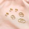 10 Pairs 316L Stainless Steel Earring Set 14K Gold Plated Small Hoop Earrings Flat Back Stud Earrings for Women Men, Gold