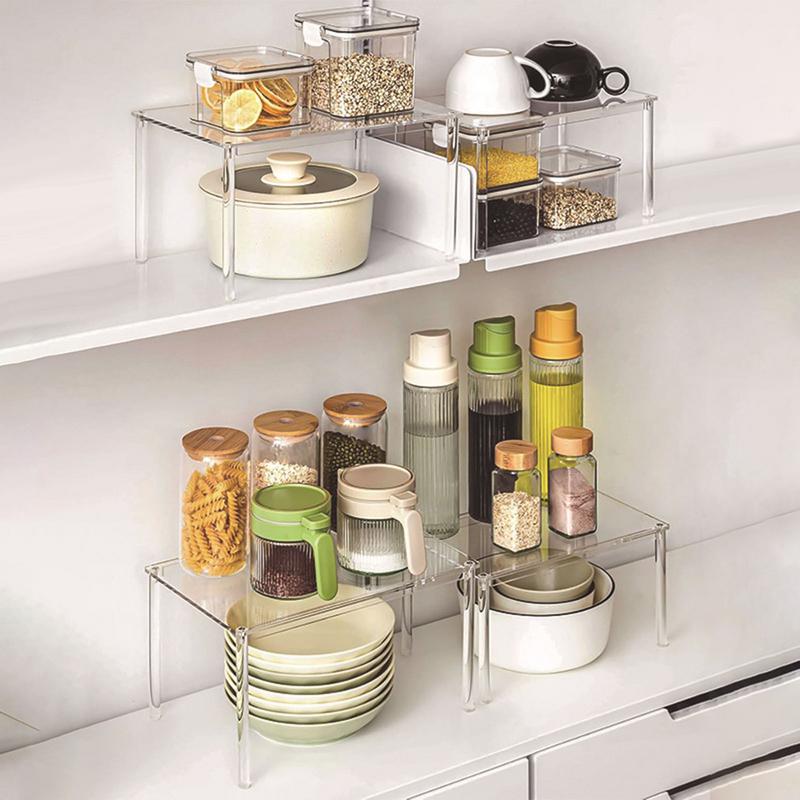 Kitchen Cabinet Organizer Acrylic Organizers Kitchen Space-Saving Storage Rack for Counter Desk Bathroom Coffee Station Craft
