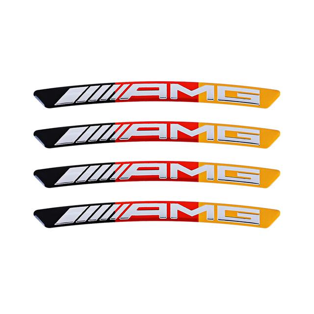 GMO3 4Pcs Car Tire Contour Stickers Metal Decorative Accessories For Mercedes Benz AMG W177 W176 X166 X167 C257 C218 X253 C118 C117