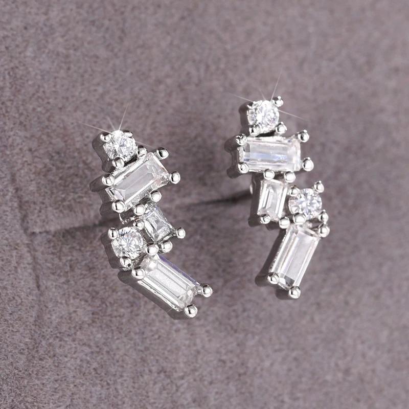 Chic Trendy Stud Earrings with Shiny Cubic Zirconia Delicate Graceful Ear Accessories for Women Elegant Wedding Jewelry
