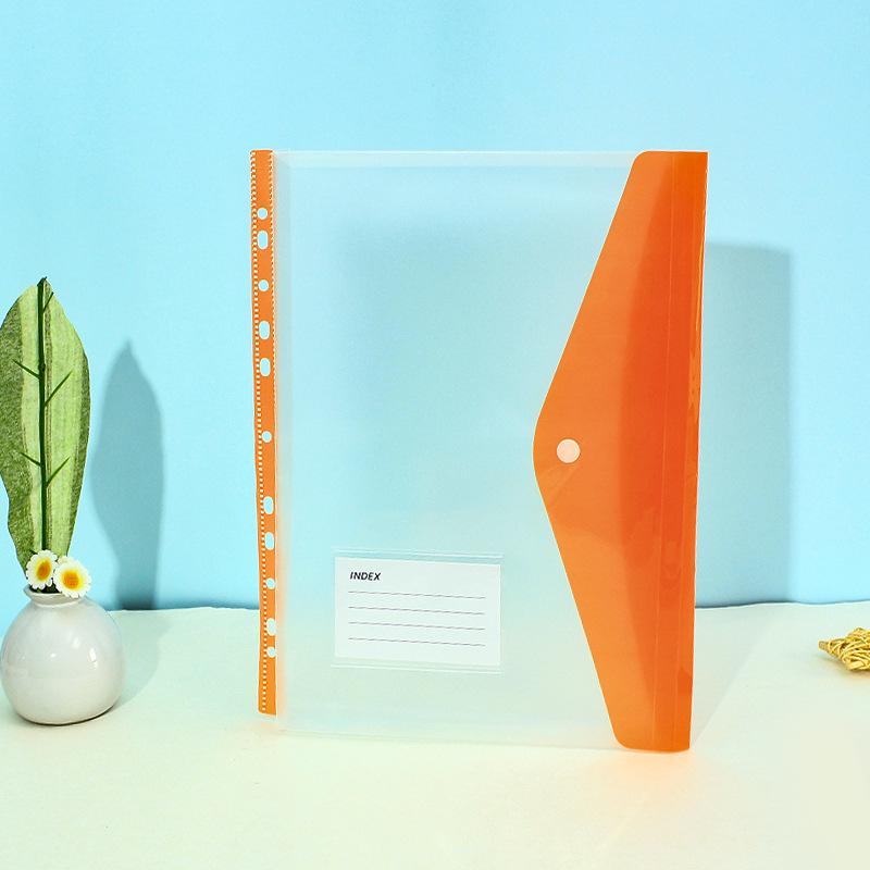 Прозрачный файл-папка A4 на 11 отверстий с кнопкой-застежкой и держателем для карт - Цветной органайзер для документов для студентов