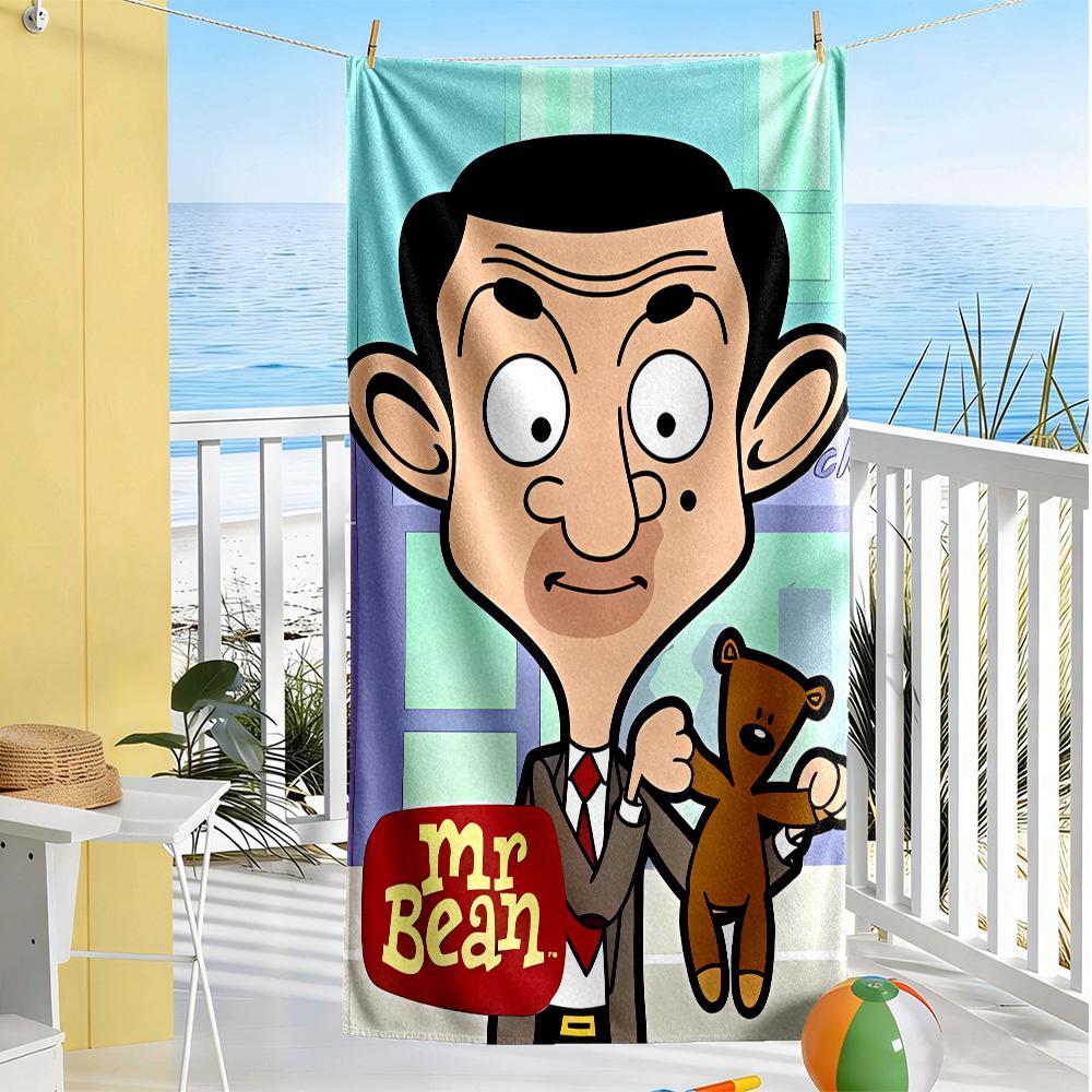 Mr. Bean Beach Towel High Absorbency Quick-Dry Comfortable Lightweight Perfect for Traveling Yoga Camping and Swimming