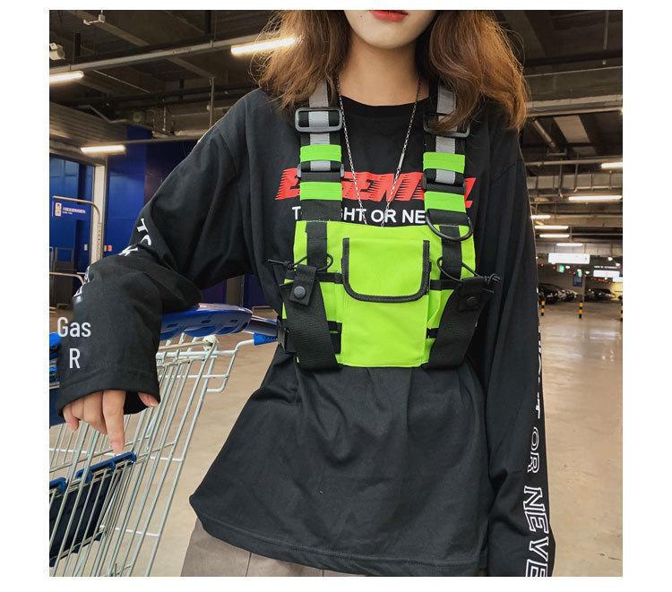 Унисекс хип-хоп уличный стиль многокарманный светоотражающий тактический жилет и поясная сумка на груди