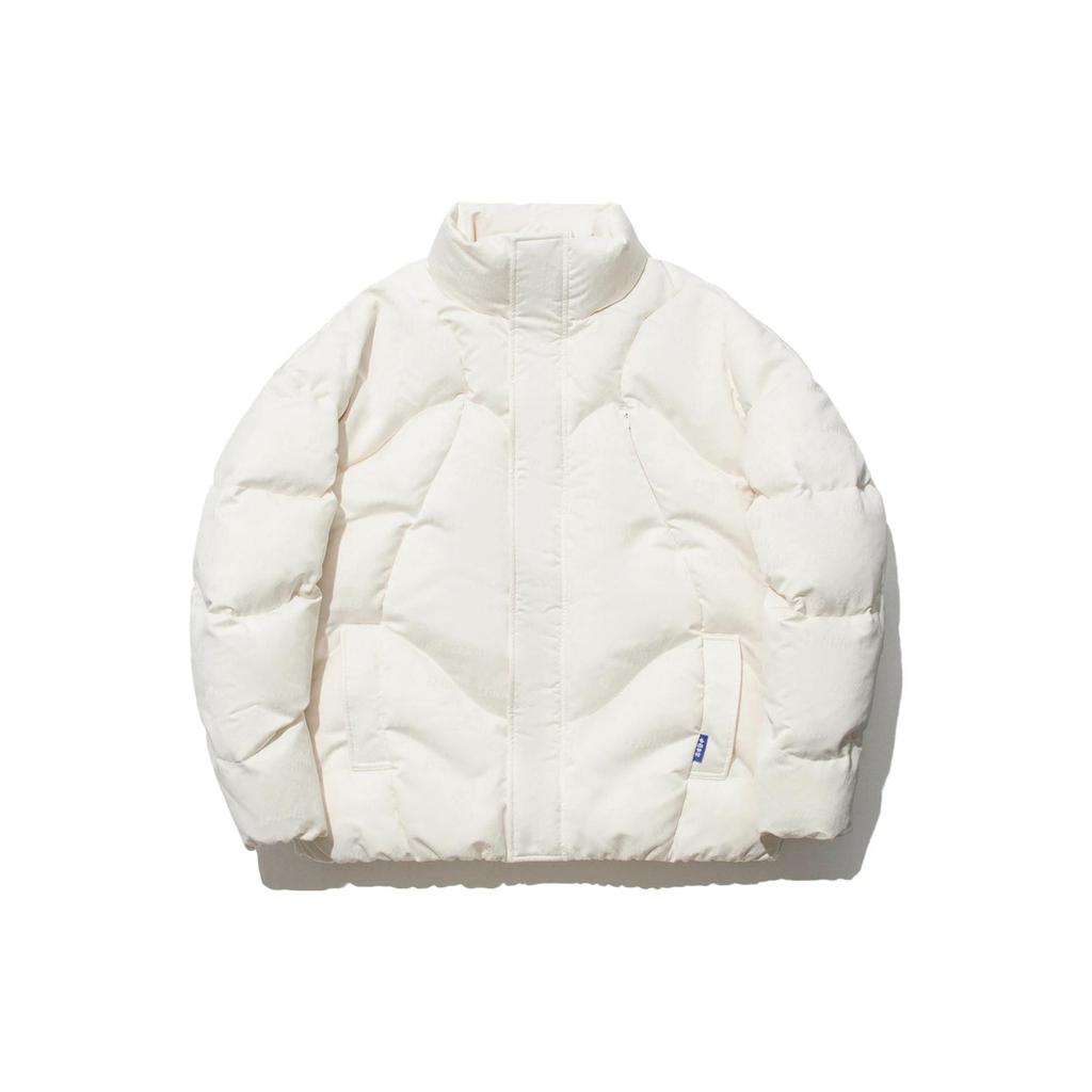 Li-Ning Solid Color Stand Collar Loose Casual Short Down Jacket Unisex Outerwear Off-White AYMT045-1