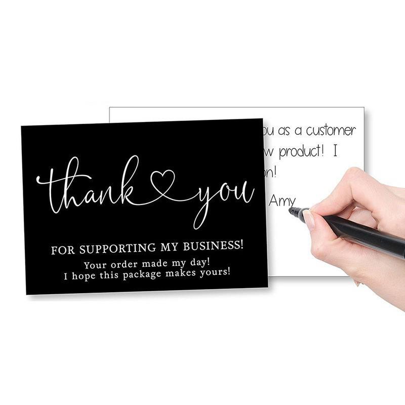 Black Thank You Greeting Cards, 50 Sheets/Pack