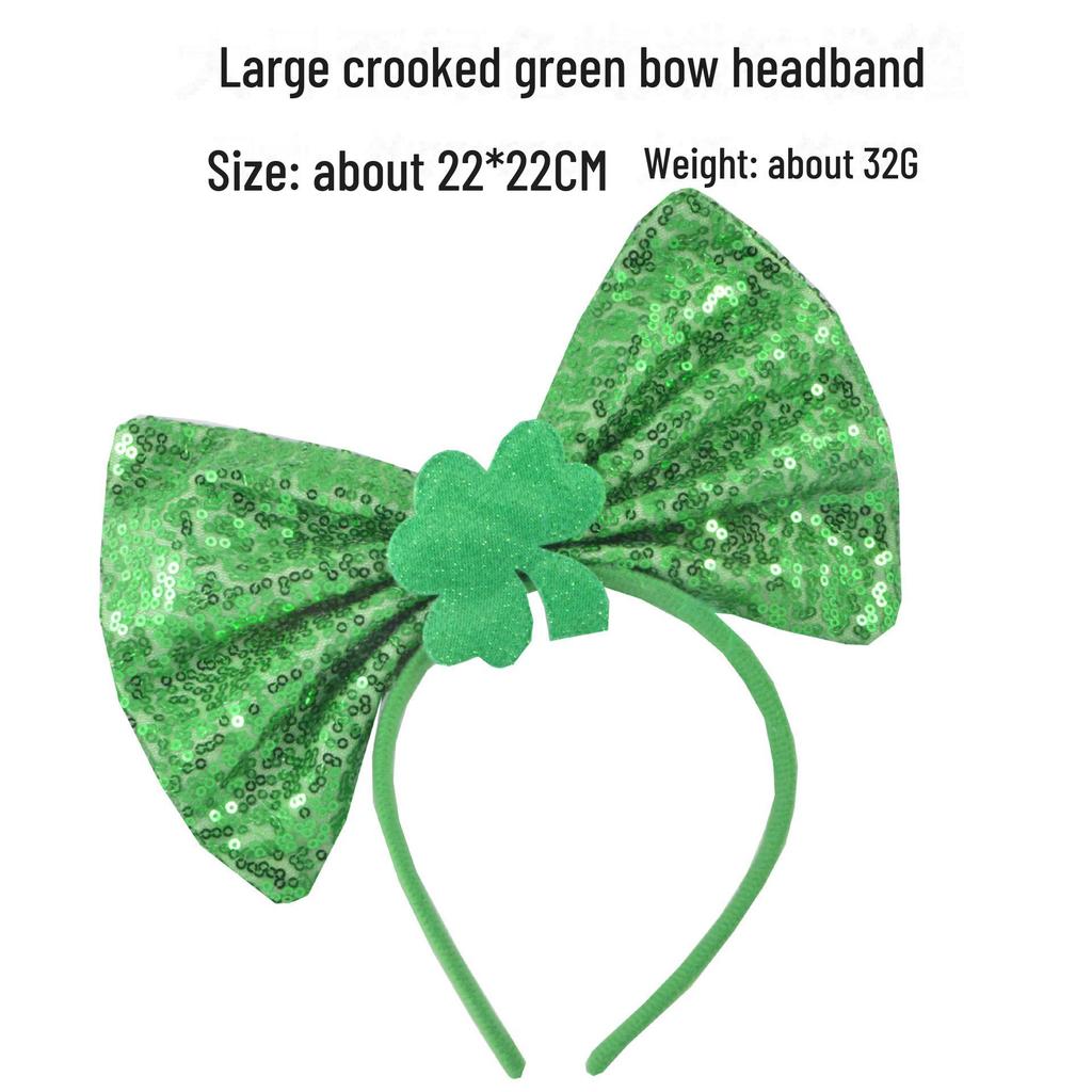 Повязка на голову с зеленым бантом и пайетками Shamrock для St.. День Патрика