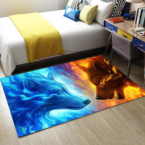 Wolf Pattern Carpet Door Mat Bath Printed Living Room Bedroom Large Kids Play Upholstered Kitchen