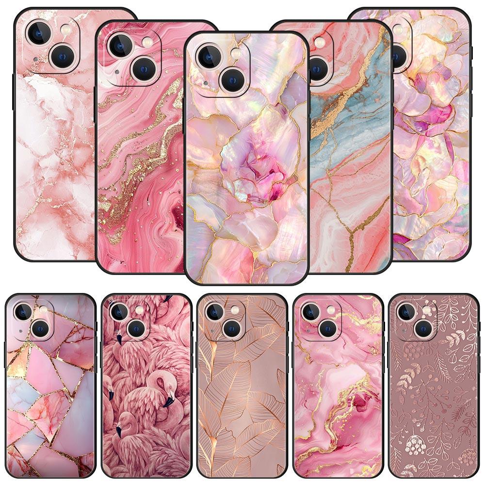 Модный Золотой Розовый Мраморный Чехол Для Телефона Для iPhone 17 16 15 Pro Max 11 12 13 14 7 8 Plus SE 2020 X XR XS Чехол Мягкий Черный