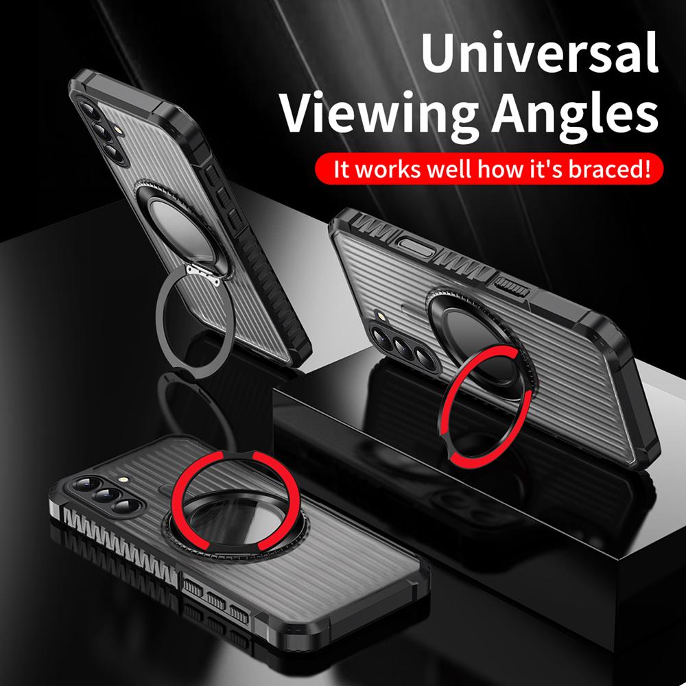KEYSION 360° Rotating Ring Stand Case for Samsung Galaxy A56 5G A36 A26 A16 4G Matte Transparent Magnetic Shockproof Phone Cover