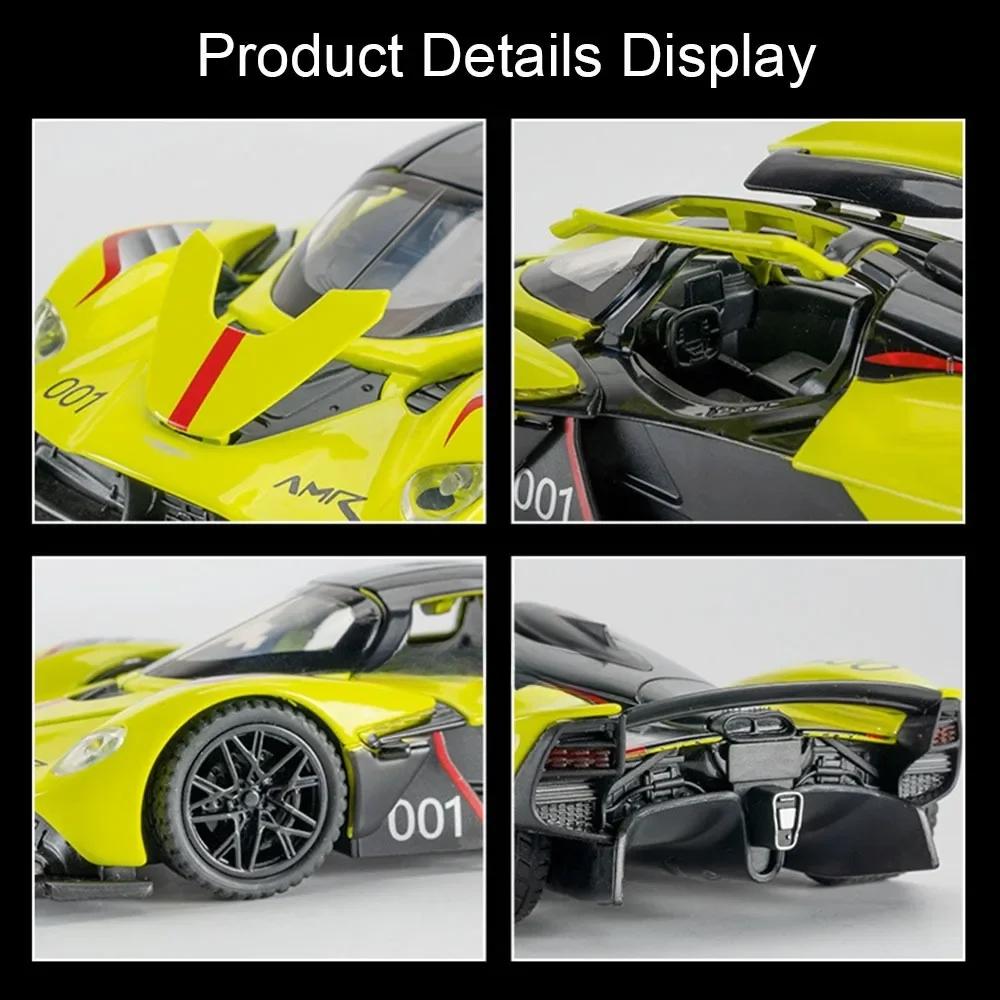 New 1:32 Aston Martin Valkyrie AMR 001 Super Sports Car Alloy Diecast Metal Model Car Sound & Light Collecting Hobbies Birthday Gift
