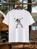 Men's Unisex's Retro Astronaut Floating In Space Tshirt Sm Soft Pure Short Sleeve Round Neck Tee Wit