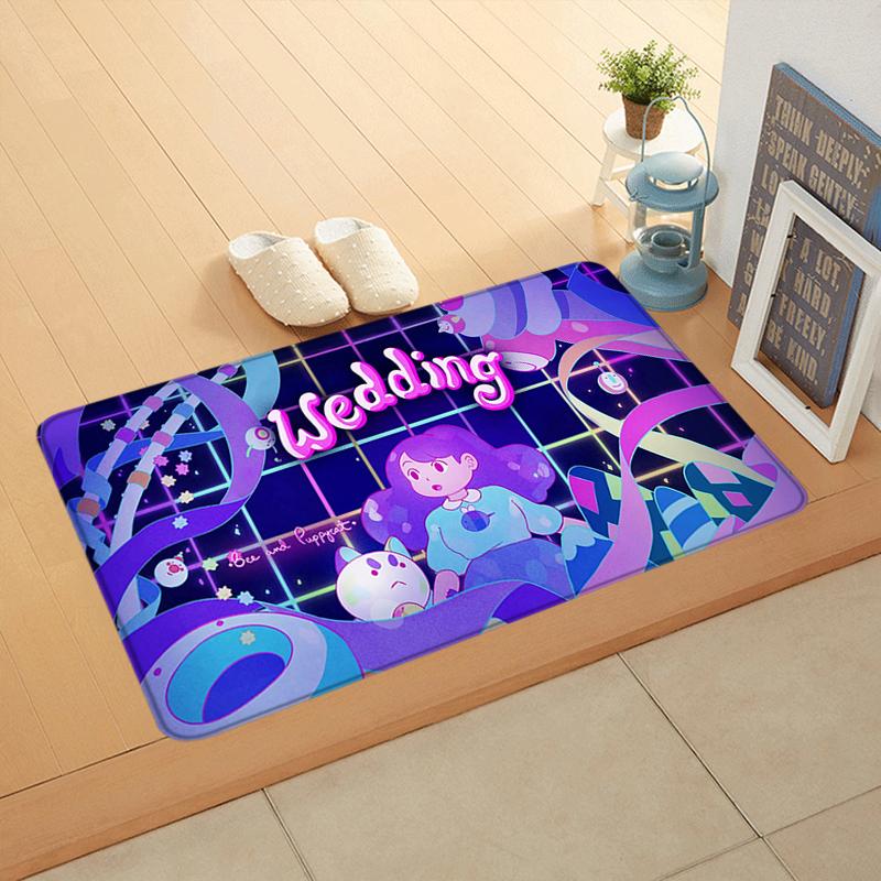 Doormat Flannel Floor Mat Bee and Puppycat Cat Indoor Foot Rug Fluffy Bedside Mats Corridor Water Absorbent Carpet Balcony Decor
