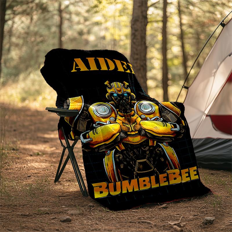 Personalized Custom Name Blanket - Bumblebee Print Design,Blanket for Sofa,Bed,Travel,Camping - Soft and Warm, Great Gift